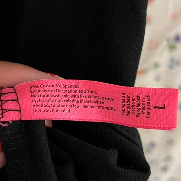 Black Button-Up Top with Pink Trim - Picture 3 of 5